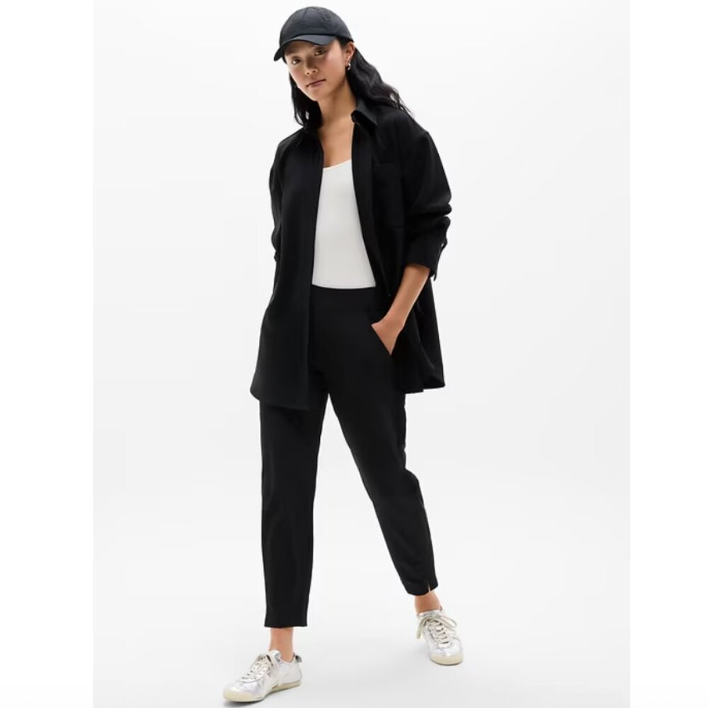 Athleta Ankle Pants 0 Black Brooklyn Mid Rise Stretch Work Travel Quick Dry NEW